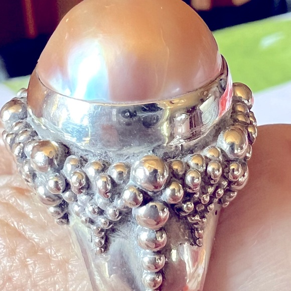 Stephen Dweck Mabe Pearl Ring SS Sz 7 Signed 925 Has 1 Minor Crack Still Gour!! - Picture 16 of 16